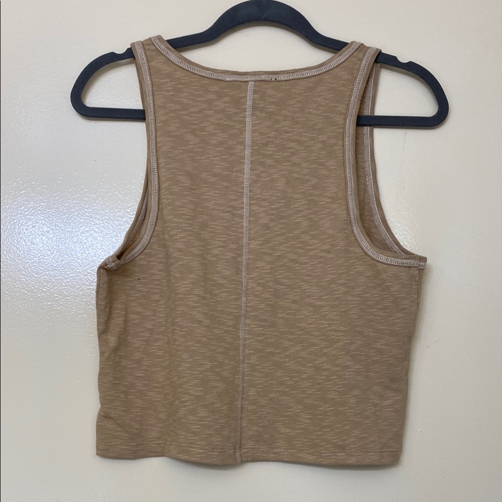 Tan Sleeveless Crop Top - Picture 2 of 3